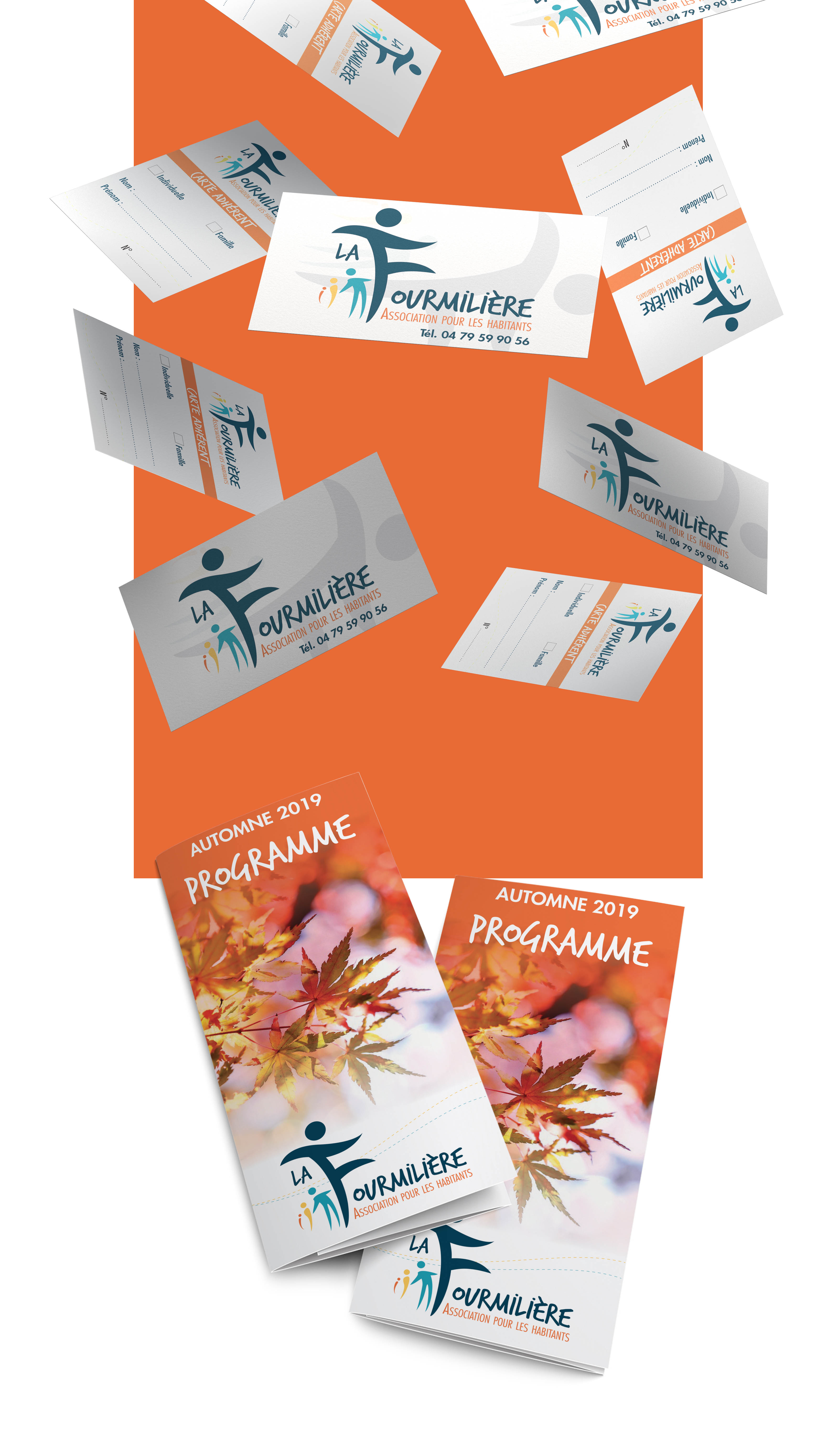 Floating Business Cards Mockup by Anthony Boyd Graphics Association La Fourmilière